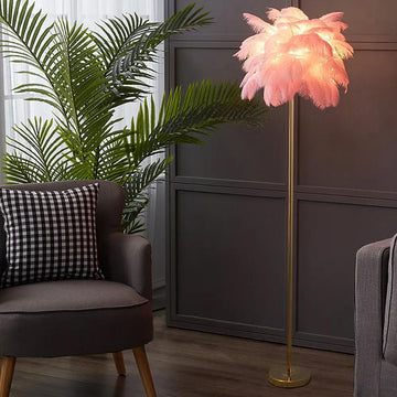 Pink Feather Gold Floor Lamp Unique Tree Standing Lamp